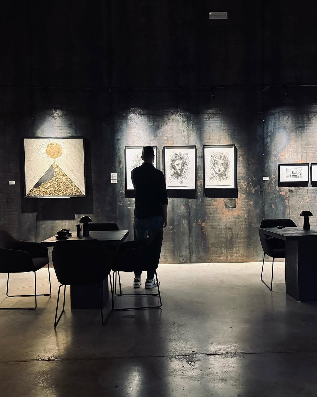 Fragmented face study in charcoal and graphite